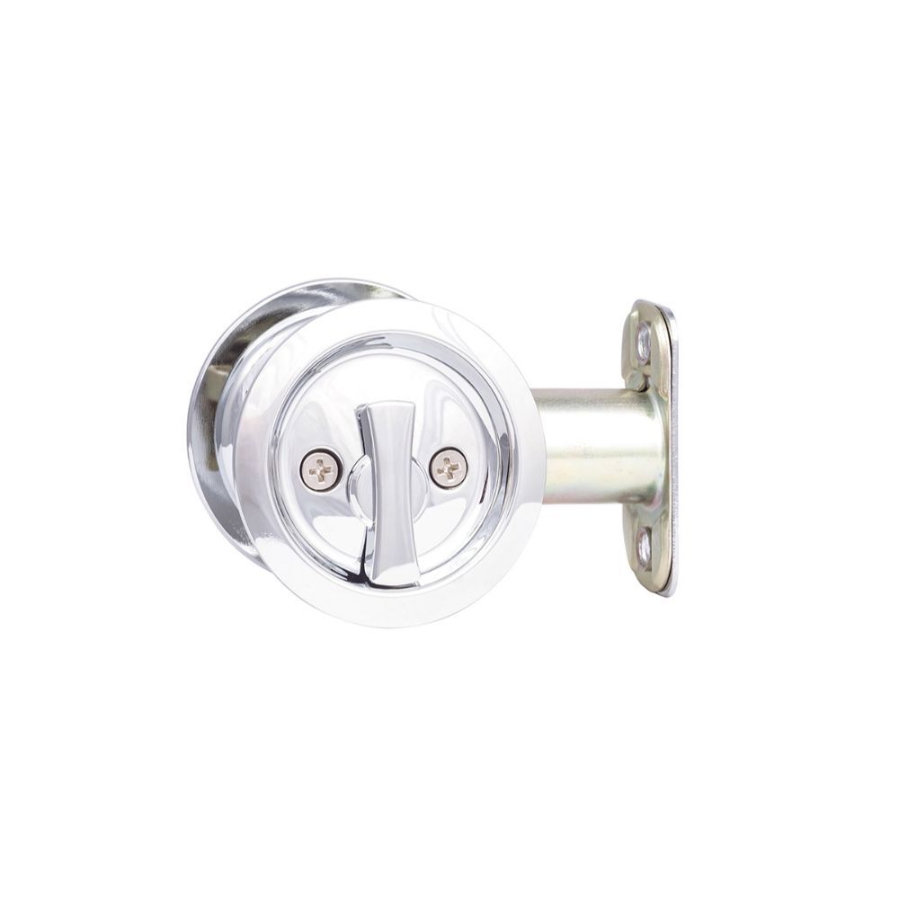 Sure-Loc Hardware DP-R01 26 Round Pocket Door Pull Passage in Polished Chrome